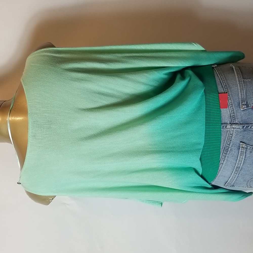 INC INTERNATIONAL CONCEPTS GREEN DIP DYE OPEN DOLMAN SLEEVES TOP. - Picture 6 of 10